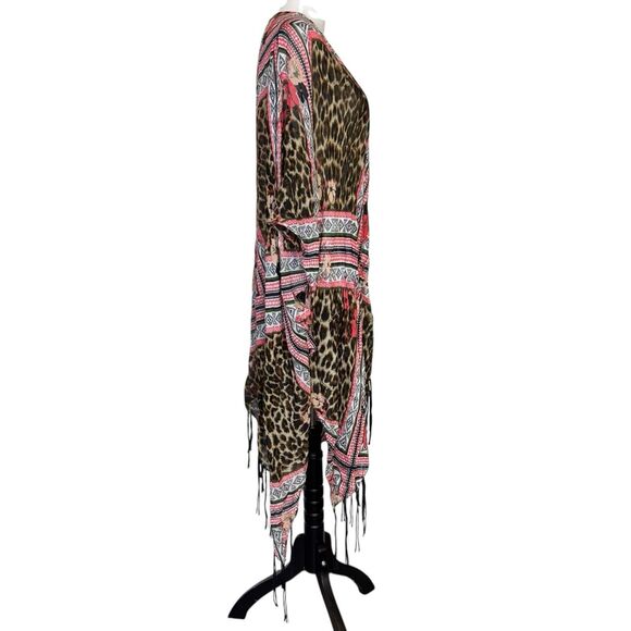 Ariat Womens Kimono Duster One Size Fringe Aztec Southwestern Boho Flowy Open - Picture 5 of 11